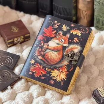 журнал Винтажный Кожаный Журнал Ручной Работы, Гримуар Толстый журнал Пустая книга теней для заклинаний Небесные подарки для него ее 7 x 5 in