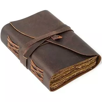 Журнал в кожаном переплете, старинная кожаная бумага с декольным краем, запирающаяся кожа, подарок для писателя, альбом для рисования, винтажный журнал 7 x 5 in