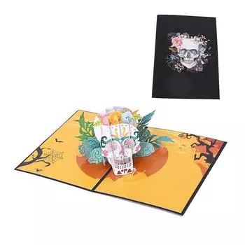 Жуткая 3D всплывающая поздравительная открытка бумажная открытка с сообщением сюрприз на Хэллоуин 13x18cm