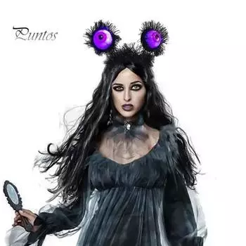 Жуткая повязка на голову на Хэллоуин с мигающими глазами, летучая мышь, обруч для волос для косплея, аксессуар для вечеринки черный серый