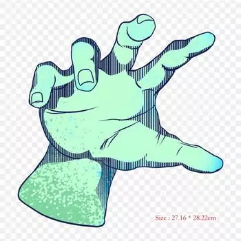 Виниловые нашивки с жуткой рукой, мультяшные ручные утюги с термопереносной печатью, наклейки для одежды, аппликации «сделай сам», моющиеся нашивки