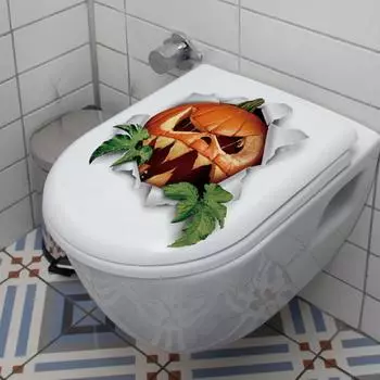 Жуткая тыква, наклейка на крышку сиденья для унитаза, самоклеящаяся наклейка на стену для ванной комнаты, наклейка на крышку унитаза, сделай сам, съемная водонепроницаемая наклейка для унитаза оранжевый