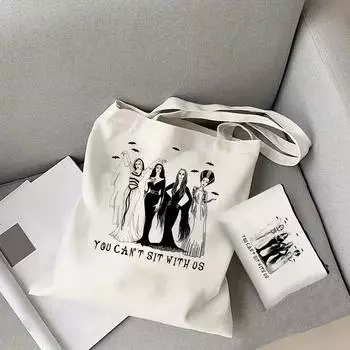 Жуткая женская холщовая сумка-тоут Хэллоуин Жуткая сумка-тоут ужасная сумка-тоут жуткий сезон Хэллоуин сумки WHITE