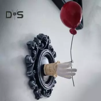 Жуткий готический клоун украшение для рук реалистичный 3D пластиковый воздушный шар для руки настенная статуя украшение на Хэллоуин чёрный/красный