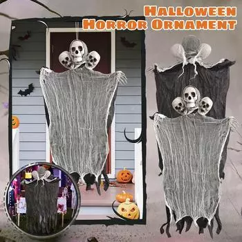 Жуткий, страшный, анимированный скелет, украшение для вечеринки на Хэллоуин белый