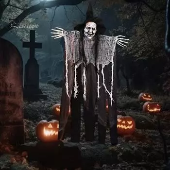 Жуткий Висячий Мрачный Жнец Украшение Хэллоуина Вечеринки Дома с Привидениями Страшный Висячий Скелет Жнец Открытый Газон Двор Патио Украшение чёрный