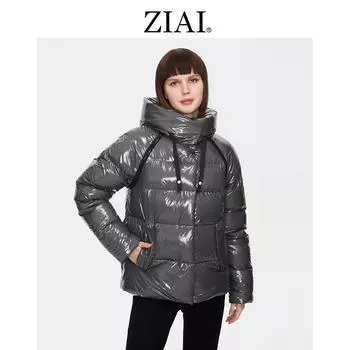 ZIAI 2022 женская куртка, зимняя толстая теплая стеганая куртка, новый стиль, блестящая одежда со съемными рукавами, женские короткие парки ZR-20030 XS зелёный