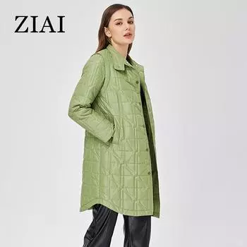 ZIAI 2023 НОВАЯ женская весенняя куртка, длинные парки, повседневные тонкие хлопковые однобортные модные женские плащи ZM-20353 M зелёный