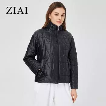 ZIAI 2023, весенне-осенняя классическая короткая куртка на молнии с воротником-стойкой, повседневное тонкое хлопковое пальто, женские модные женские парки ZM-20348 M чёрный