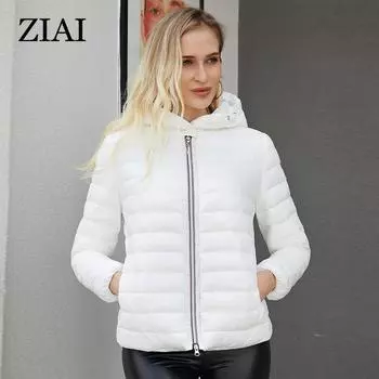 ZIAI 2024 весна осень женская куртка женская одежда наряд мода легкие стеганые хлопковые парки с подкладкой короткие пальто с капюшоном верхняя одежда AZM-20278 S чёрный