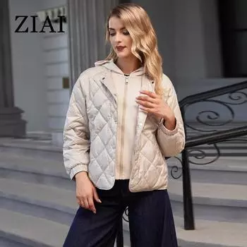 ZIAI 2024 весна осень женская куртка женская одежда наряд мода легкие стеганые хлопковые парки с подкладкой короткие пальто с капюшоном верхняя одежда ZM-20622 S чёрный