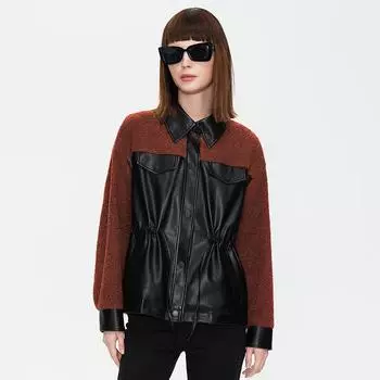 ZIAI Кожаная куртка из контрастной овчины XS