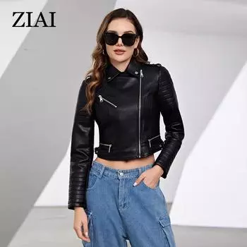 ZIAI Новая весна осень женская короткая куртка из искусственной кожи повседневное пальто из искусственной кожи свободные мотоциклетные куртки модная уличная одежда большое корейское пальто YDP-20619 M коричневый