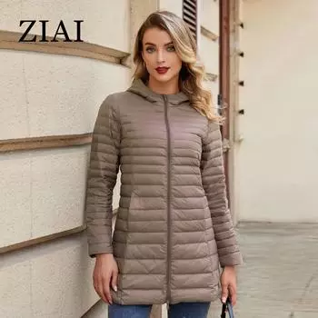 ZIAI осень-зима женская куртка теплая стеганая куртка-пуховик ультралегкая женская стеганая парка тонкая верхняя одежда с капюшоном S темно-красного