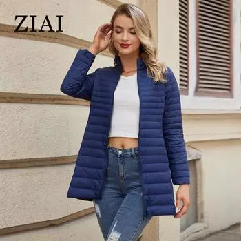 ziai Осенне-зимняя женская куртка, теплая утепленная стеганая куртка, ультралегкая женская стеганая парка, приталенная верхняя одежда DM22 S чёрный