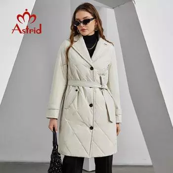 ZIAI осенне-зимняя женская парка пальто с поясом и лацканами однобортная длинная стеганая куртка ветрозащитная женская куртка с хлопковой подкладкой ZM-30069 XS бежевый