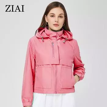 ZIAI женская демисезонная куртка 2023 Новая классическая короткая съемная ветрозащитная ветрозащитная женская ветровка с капюшоном женская куртка ZS-30015 XS зелёный