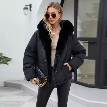 ziai Зимняя куртка-пуховик женская роскошная с большим меховым воротником и капюшоном, высококачественная модная теплая толстая парка, ветрозащитное женское пальто ZR-C39 L бежевый