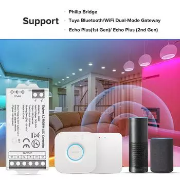 Zigbee 3.0 WiFi LED Controller DIM CCT RGB RGBW RGBCCT LED Strip Bridge Tuya Dual Mode Gateway Smart Things DC5V-24V