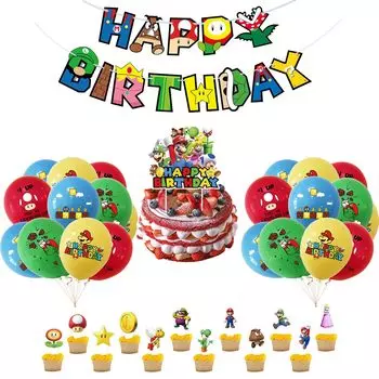 Ziifun Mario Украшение на день рождения Воздушный шар Воздушный шар на день рождения С днем рождения Украшение на день рождения Гирлянда на день рождения Воздушный шар с персонажем