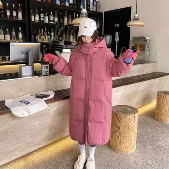 Зима 2023, новинка, лучший пуховик для женщин, очень толстая куртка до колена длиной до колена S чёрный