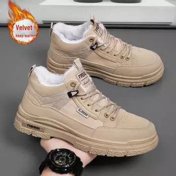Зима 2024 года. Мужские теплые хлопковые ботинки Martin из бархата и хлопка. Уличные ботинки с толстой подошвой для снегоходов. 42