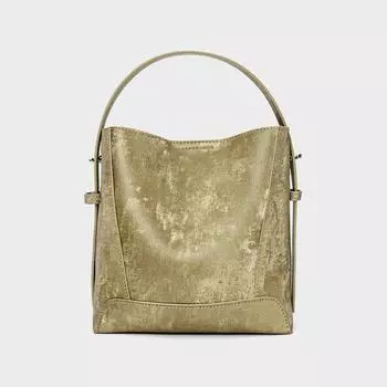 Зима 2024 года. Натуральная кожа. Сумки для женщин. Первый слой из коровьей кожи. Сумка через плечо. Винтажные сумки-ведра для покупок. серебряный