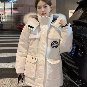 Зима 2024 года, новая одежда из хлопка с пуховиком, женская, средняя и длинная, корейская версия, утолщенное студенческое хлопковое пальто с пирогом M 80-52.5 kg