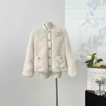 Зима 2024 года, новое белое искусственное меховое пальто из лисы, экологически чистое женское короткое бархатное пальто Xiaoxiang, прилив S