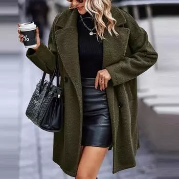 Зима 2024 года, новое женское пальто из искусственного меха, модное, темпераментное, длинное, плюшевое пальто с лацканами S