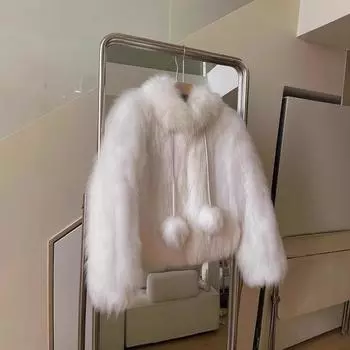 Зима 2024 года, новые антисезонные предложения, зашифрованная утолщенная куртка из искусственного меха лисы, женская короткая S темно-серого