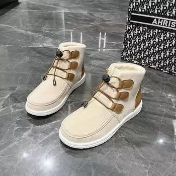 Зима 2024 года. Новые модные женские туфли на платформе, удобные женские замшевые высокие спортивные туфли, теплые женские ботинки на шнуровке 36 бежевый