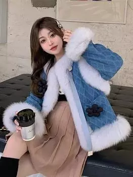 Зима 2024 года, новые рукава, съемные, два надеваемых жилета, жилет женский, утепленный, хлопковый, искусственный мех, пальто S