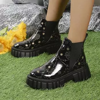 Зима 2024 года. Новые женские туфли на платформе и лодыжке для дождя. Женские водонепроницаемые ботинки «Челси». Модная женская обувь для работы и сада. 35