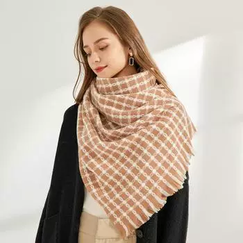Зима 2024 года, новый искусственный кашемир, утолщенный, теплый, с кисточками, простой и модный, универсальный платок, шарф двойного назначения для женщин 180*70cm