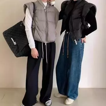 Зима 2024 года, новый легкий дизайн, теплый белый жилет без рукавов на утином пуху с маленькими рукавами-крылышками, женский жилет One size чёрный