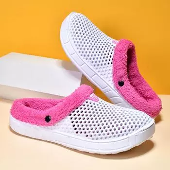 Зима 2024 года, новый стиль, большие бархатные тапочки, теплая садовая обувь, мужские домашние мягкие плюшевые тапочки, плюшевая обувь для пар в помещении 36 чёрный