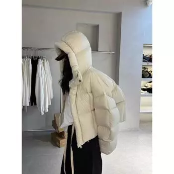 Зима 2024 года, новый ультралегкий пуховик Майяра с капюшоном, женская маленькая утолщенная куртка-хлеб, модная S (90~ 60 kg)