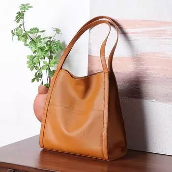 Зима 2024 года, сумки-тоут из натуральной кожи для женщин, превосходный первый слой из коровьей кожи, сумка на плечо большой вместимости для поездок на работу чёрный