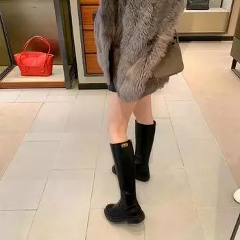 Зима 2024 года, теплые длинные сапоги большого размера для женщин, с круглым носком, высокие сапоги до колена, женские удобные и элегантные, горячая новинка Gyaru Y2k 35