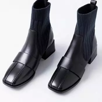 Зима 2024, новая мода, дизайнерские вязаные зимние носки и ботинки на высоком каблуке, простые повседневные женские ботинки на платформе без шнуровки, размер 35-42 39 коричневый