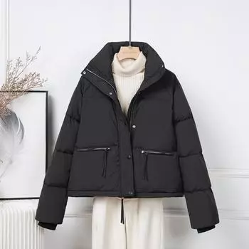 Зима 2024 новый хлеб вниз женский короткий плотный маленький свободный осень и зима стойка S фиолетовый