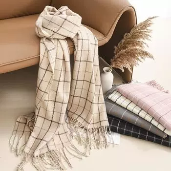 Зима 2024 Новый шарф Melad для женщин, корейская версия, высококачественный ретро-универсальный теплый клетчатый шарф для пар, мужской 65*200cm