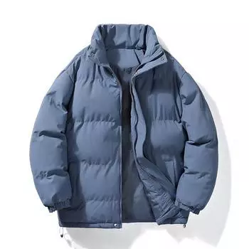 Зима 2025 года, толстое пальто из хлопка, пальто с воротником-стойкой, мужское хлопковое пальто в парном стиле, модное хлопковое пальто для женщин M чёрный