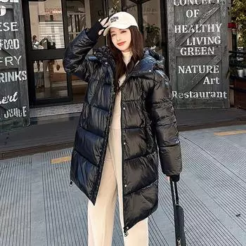 Зима 2025 Новое Универсальное Модное Свободное Хлопковое Пальто с Капюшоном для Женщин Стильное и Стройнящее Хлопковое Пальто без Стирки Верхняя одежда M