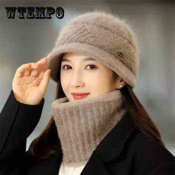 Зима-Осень, берет, шапка для женщин, шерстяная вязаная шапка для мамы, берет из кроличьего меха, однотонная модная женская кепка, осенняя шапка, женская кепка