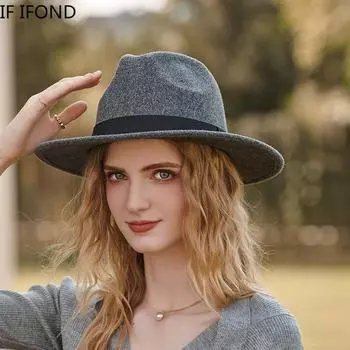 Зима-Осень, модные шерстяные фетровые шляпы Fedora для женщин и мужчин, свадебные украшения, церковные джазовые шляпы 56-58cm