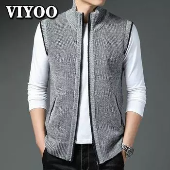 Зима Осень Мужской Кардиган Винтаж Классический Трикотажный Трикотажный Жилет Без Рукавов Узкий Деловой Пиджак Свитер Жилет Формальный Офисный Рабочий Жилет Для Мужчин 3XL