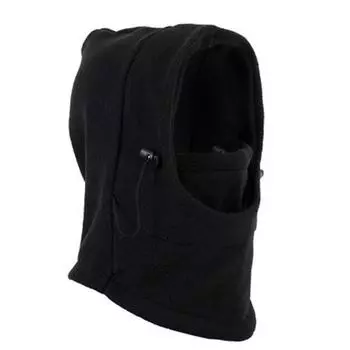 Зима Улица Мужской и Женский Детский Толстый Ветрозащитный Флисовый Шлем Путешествия Heattech Велоспорт Маска для Лица Шарф Black (adult)