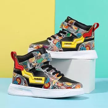 Зимне-весенние кроссовки для мальчиков и девочек, детские спортивные кроссовки для бега, скейтборда, детские повседневные кожаные ботинки в стиле аниме для прогулок 27 серый